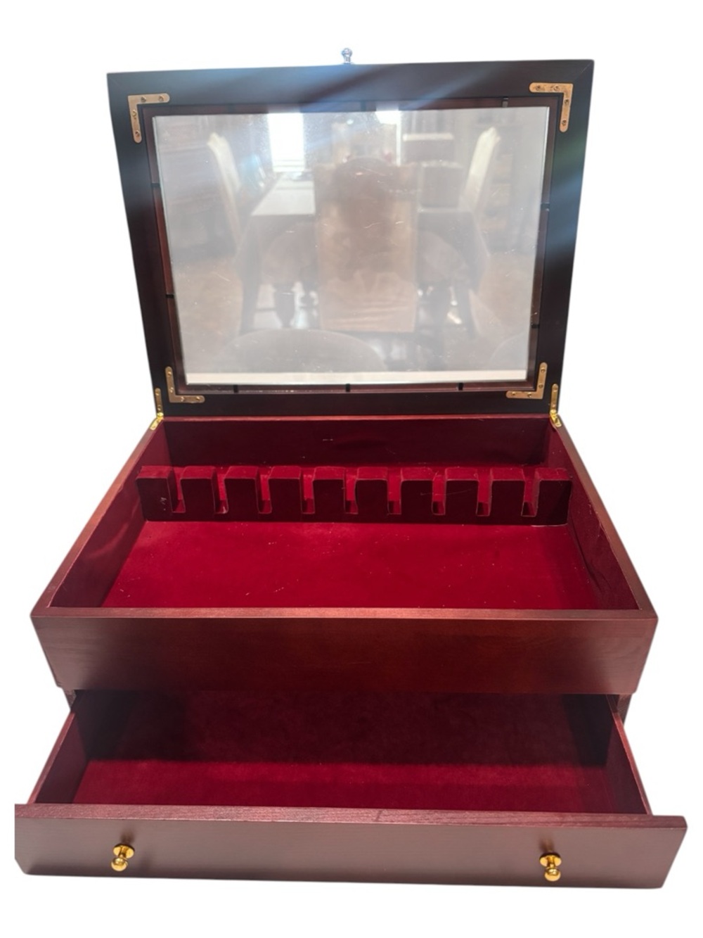 Silverware storage box with drawer 075